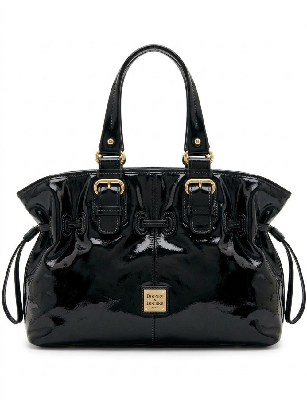 Dooney & Bourke Chiara Black Patent Leather Drawstring Tote
